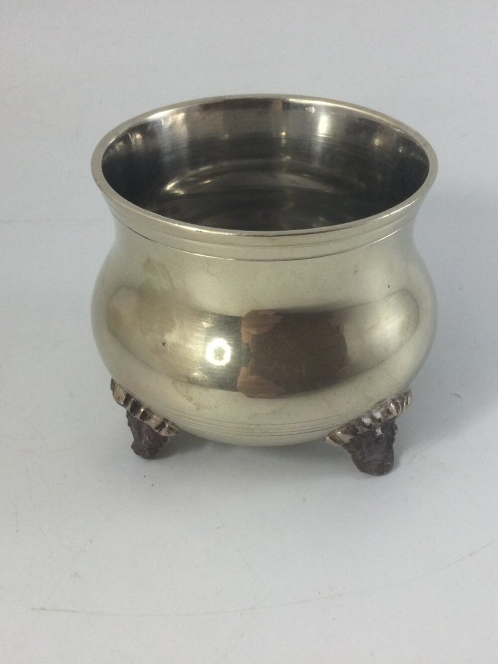 Vintage Brass Silverplated Waste Bowl Footed 3" H